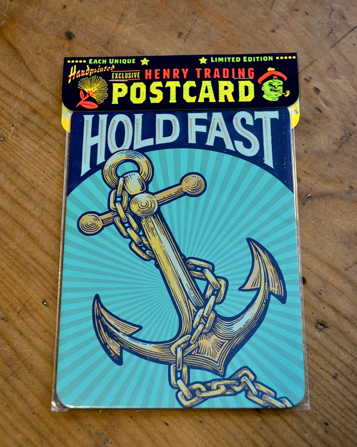 Henry Trading & Safran House Screen Print Postcard - Hold Fast Anchor