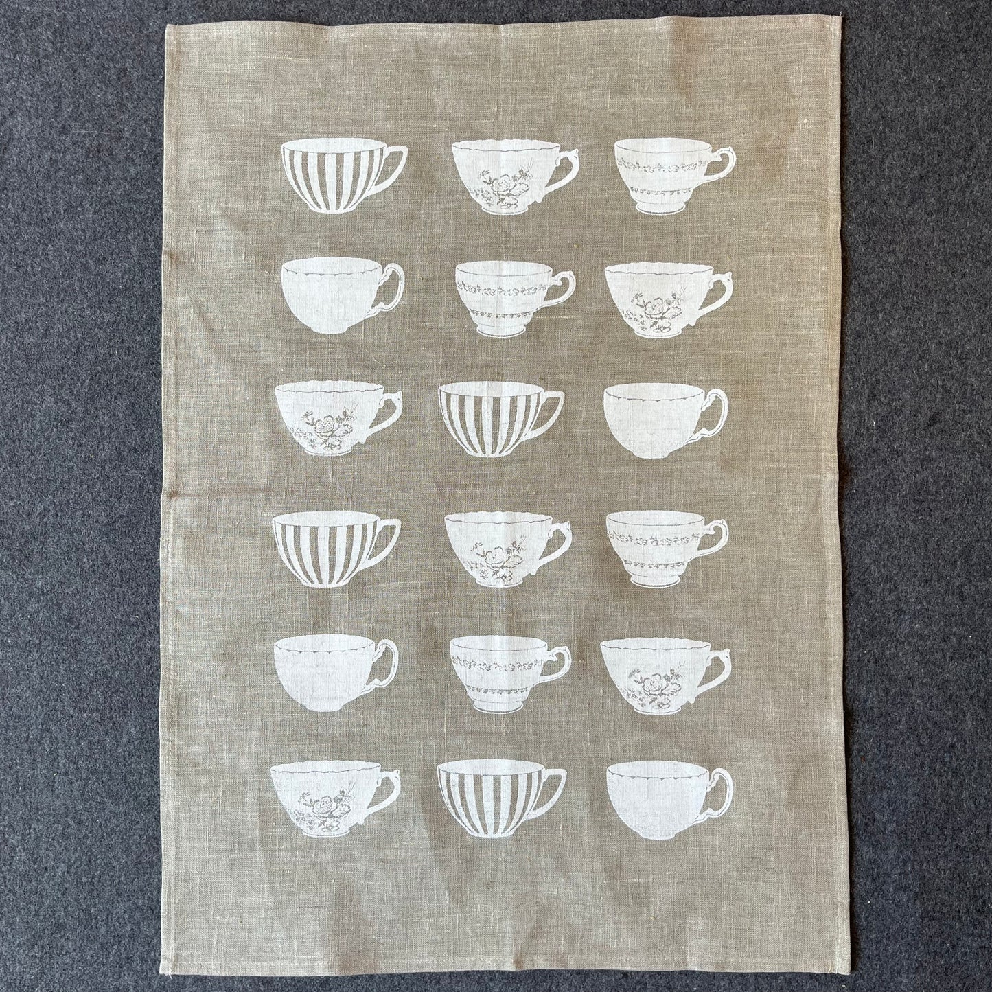 Crown and Feathers Feathers Linen Tea Towel  Tea Cups